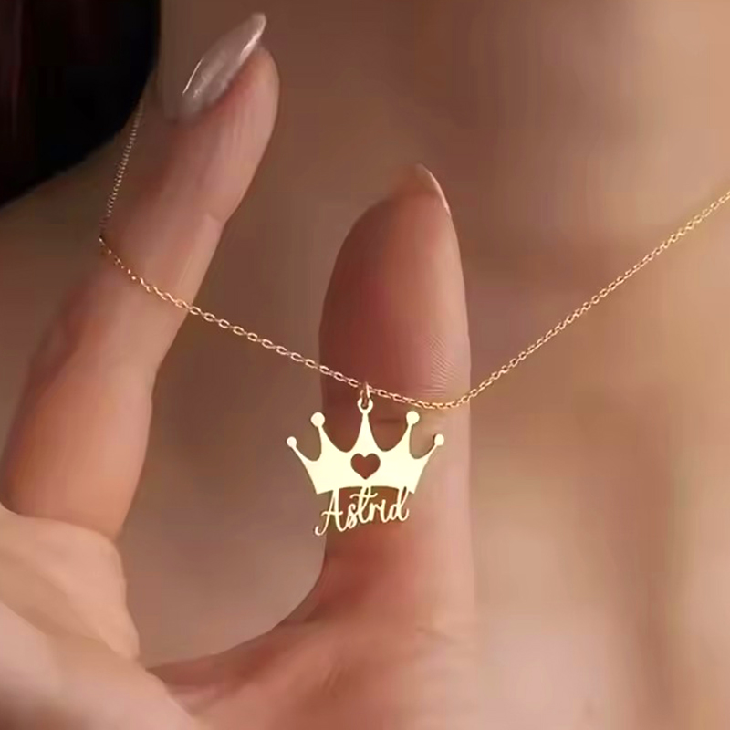Men Accessories Neck Chain - Индивидуальные ожерелья с короной и именем